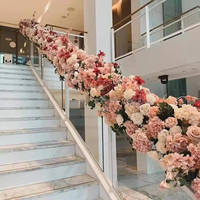 Glamoureuze Stofrose Kunstmatige Rozen Orchidee 200x40cm Tafel Altaar Decoratie Bruiloft Decoratie Benodigdheden Kunstbloemen Rij