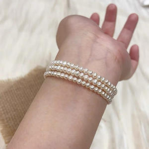 สร้อยข้อมือไข่มุกน้ำจืดขนาดเล็ก 3-4 มม. หลายชั้น ประกายออโรร่า สวยงาม หรูหรา ของขวัญวันเกิด - Product Image 1