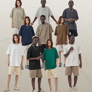 New Design 275G Loose Short Sleeve American Solid Color T Shirt Men Women Fashion Brand Cotton T-shirt Custom