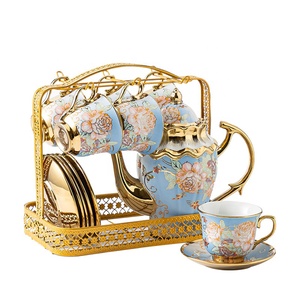 Ensemble de tasses à thé de luxe en céramique, Style européen, anglais, turque, en <span class=keywords><strong>or</strong></span>, Style européen, arabe - Product Image 1