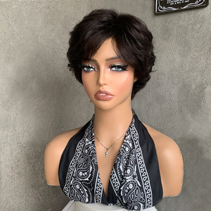Perruque <span class=keywords><strong>Courte</strong></span> en <span class=keywords><strong>Cheveux</strong></span> Humains Vierges Brésiliens LIWANGLONG HAIR, Lisse ou Ondulée, Noire Naturelle, avec Frange, <span class=keywords><strong>pour</strong></span> Femmes – Vente en Gros - Product Image 2