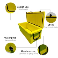 Glacière de pêche rotomoulée grande capacité 220L, résistante à l'eau, isolée, avec roues, pour bateaux de pêche et activités marines