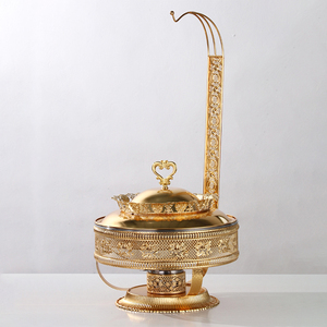 Chauffe-plats de luxe or en acier inoxydable de 8,0 L chauffe-plats de luxe Royal Pour buffet à couvercle à charnière suspendu pour usage domestique - Product Image 1