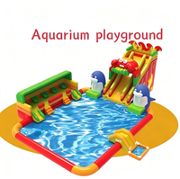 Grand parc aquatique gonflable, piscine à toboggan sur le thème des dragons et des orques, pour la location et les divertissements extérieurs des enfants