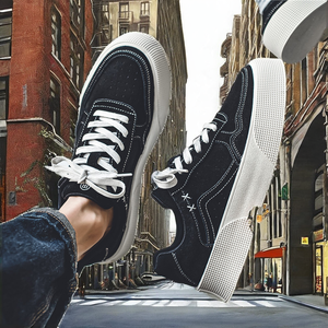 Zapatillas Deportivas Bajas <span class=keywords><strong>de</strong></span> Lona Transpirable con Cordones, Suela Cómoda para Ocio, Estilo Moderno Puntiagudo Antideslizante para Caminar - Product Image 3