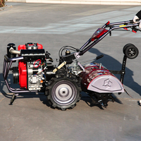 Motoculteur diesel, moteur 4 temps, 12 ch, outils de labourage rotatif, de creusement de fossés et de désherbage, mini cultivateur autopropulsé à poussée manuelle