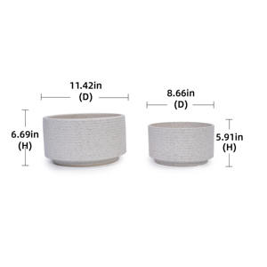 MDJ Glazed Ceramic Flower <b>Pots</b> 2 Pieces Round White <b>Indoor</b> Outdoor Planters for Home Garden Modern Minimalist Style - Product Image 3