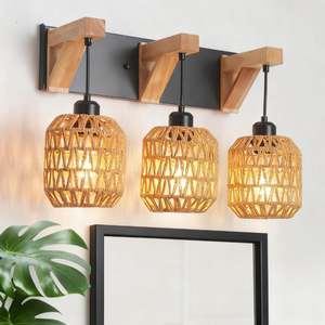 Abat-jour en rotin fait main, style industriel, écologique, couvre-lampes - Product Image 3