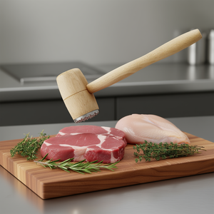 Martillo de cocina de madera con rejilla metálica para tender carne y herramientas para aves de corral - Product Image 3