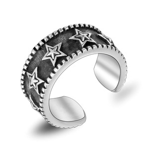Bague étoile à cinq branches de style européen, en argent tibétain, design ouvert, bijoux pour hommes SA947 - Product Image 5
