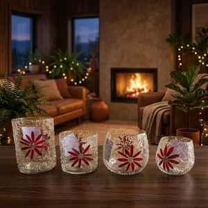 Bougie décorative artistique, porte-bougie en verre bohème, porte-bougie rond transparent avec paillettes pour décoration d'intérieur - Product Image 3