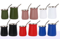Tasse à thé en acier inoxydable à double paroi de 260 ml, personnalisée, pour Yerba Maté argentin avec paille Bombilla, idéale pour les fêtes - Vente en gros