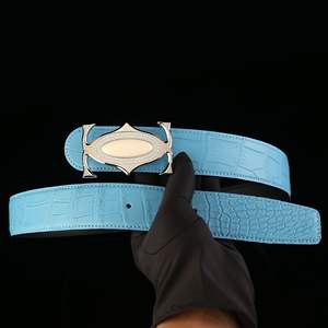 Men's formal crocodile leather <b>belt</b> luxurious handmade diamond studded steel <b>buckle</b> high-quality high-end <b>belt</b> - Product Image 4