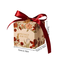 Boîte à dragées de mariage écologique faite à la main, motif floral européen, avec ruban perlé, ensemble cadeau bonbons, design gaufré, souvenir de fête réutilisable
