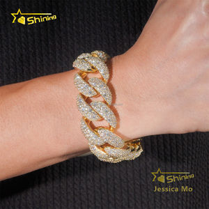 Nombre personalizado de bloqueo 24mm Big Guy Color oro rapero Hip Hop joyería FL Moissanite Iced Out S925 plata Miami cubano pulsera con GRA - Product Image 5