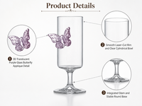 Verre à cocktail papillon de luxe 100 ml avec pied, flûte élégante, gobelet à dessert, verres de bar en borosilicate de haute qualité