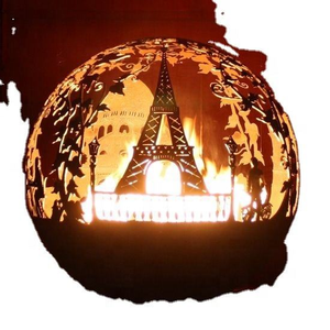 Brasero Esférico de Acero Corten para Jardín, Decoración Personalizada con Efecto de Oxidación y Quemado de Madera - Product Image 2