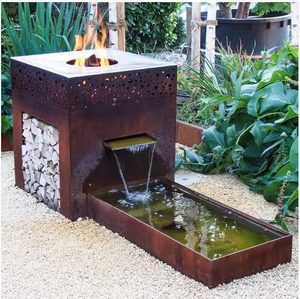 Fuente de Agua Decorativa de Acero Corten Estilo Natural para Jardines Urbanos - Product Image 1