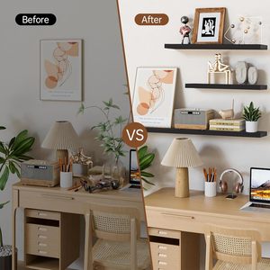 Étagère <span class=keywords><strong>murale</strong></span> rustique en bois avec garde-corps, style ferme, pour salle de bain, cuisine, chambre, bureau - Product Image 3