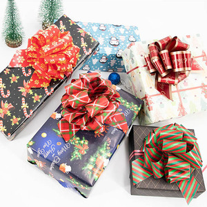 Colores surtidos Impreso Navidad Mariposa Pull Bows Navidad Pull Bows Regalo Wrap Cinta grande - Product Image 1