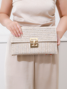 Bell Luxury Straw Woven <b>Envelope</b> Clutch Bag for Casual Vacation Style Crossbody Women Brown Wholesale Beach 5A Designer Bags - Product Image 2