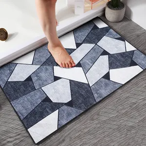 Tapis de toilette à impression géométrique, personnalisé, 50cm x 80cm, Super absorbant, antidérapant, tapis de salle de bain en microfibre