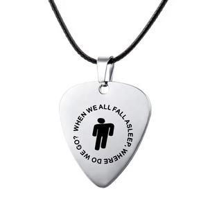 قلادة مطلية بالذهب عيار 18 قيراطًا، مجوهرات مخصصة نقش شعار وحرف، قلادة مغني الراب بيلي أيليش بتوقيع ريشة جيتار، قلادة قابلة للتخصيص - Product Image 6