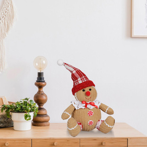 Hot Sale Cute Fabric <b>Gingerbread</b> <b>Man</b> Figurine in Sitting Pose Christmas Window Display <b>Decoration</b> - Product Image 5