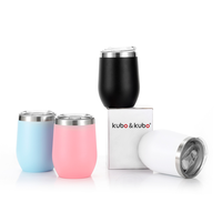 Gobelet à vin isotherme réutilisable en acier inoxydable à double paroi de 12 oz, personnalisé en usine, avec couvercle