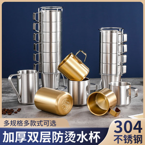 Stainless Steel Beer <b>Mug</b> 304 <b>Double</b> <b>Walled</b> Large Capacity Stackable Heat Insulating Camping Outdoor Drinking Cup - Product Image 2