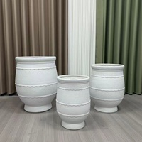 Pot de fleurs en fibre de verre minimaliste moderne, 3 tailles, avec trous de drainage pour une utilisation en intérieur/extérieur, décoration de jardin et de maison