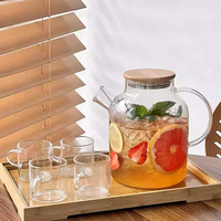 Pichet en verre borosilicate transparent de style nordique minimaliste, 1000 ml et 1800 ml, pour eau froide et thé de l'après-midi