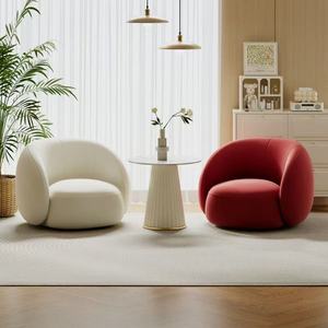 Modern Oval Single Seat Sofa Chair in White and Yellow PU Leather for Hotel Lounge Area Contemporary Design Durable Furniture - Product Image 2