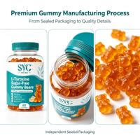 Gummies de L-Tyrosine 1000mg sans sucre, véganes, marque privée OEM, supplément énergétique pour adultes, pour le marché international à grande échelle