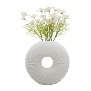 Vaso Circolare in Resina di Quarzo con Design a Centro Aperto, Elemento Decorativo Minimalista per Soggiorno - Product Image 5