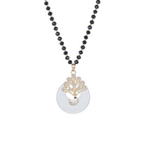 Korean Style Elegant <b>Long</b> <b>Necklace</b> With Plant Pendant Gold Tone Crystal Inlay For Women Fashion Jewelry Accessory - Product Image 3