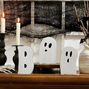 Décorations d'Halloween en forme de fantômes, ornements artisanaux en bois, décor de scène de fête intérieure, style MDF 1 2 3 - Product Image 3