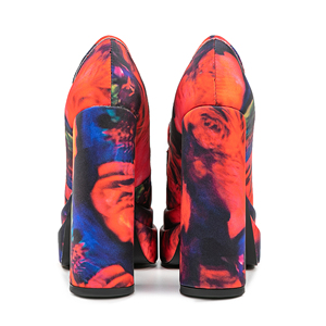 Escarpins à talons épais et plateforme surélevée pour femmes, grande taille 45, à bout carré, imprimés floraux, pour pieds larges - Product Image 5