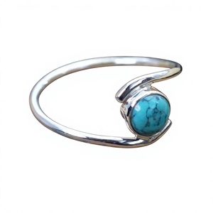 Jaura Jewels R33 925 <b>Silver</b> Turquoise Gemstone <b>Ring</b> Bezel Setting Minimalist Style Unisex Everyday Wear Christian Antique - Product Image 1
