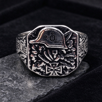 Bague Chevalière Prussienne en Émail Noir, Bague Chevalière Croix de Fer Argentée, Bijoux pour Hommes