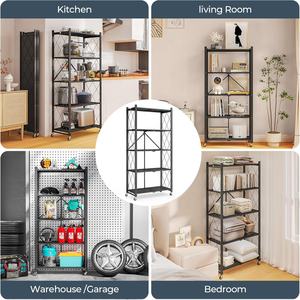 Estantes Metálicos para Cocina y Garaje, Estantes de Almacenamiento, Organizador, Estantería Metálica Plegable, Estantería para Armario, Soporte para Plantas <span class=keywords><strong>con</strong></span> <span class=keywords><strong>Ruedas</strong></span> - Product Image 6