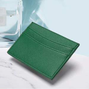 Soporte de tarjetas de cuero <span class=keywords><strong>para</strong></span> hombre y <span class=keywords><strong>mujer</strong></span>, tarjetero de cuero ultrafino <span class=keywords><strong>para</strong></span> viaje y trabajo, modelo recto <span class=keywords><strong>verso</strong></span> saffiano - Product Image 2