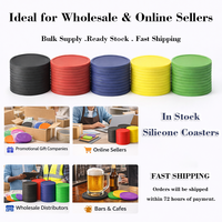 Sous-verres en silicone ronds de 10 cm, écologiques, réutilisables, de qualité supérieure, en stock, personnalisables avec logo pour bars et restaurants