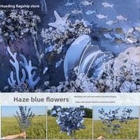 Décoration de plafond en plastique bleu givré motif feuilles d'arachide, gaufrage à motifs, fond gris-bleu, pour mariage