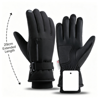 Gants de ski freestyle d'hiver en polaire coréenne et pongé, coupe-vent, anti-froid, imperméables, antidérapants, compatibles écran tactile sur toute la paume, légers
