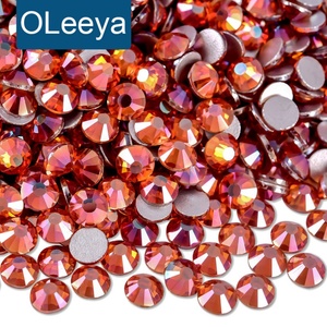 Strass en verre OLeeya, prix d'usine, en vrac, SS6-SS30, à dos plat, non thermocollants, pour décorations d'ongles 3D DIY - Product Image 1