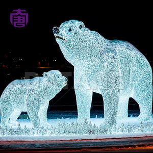 3D Polar Bear Christmas Lights Metal Frame for Mall Plaza Display - Product Image 2