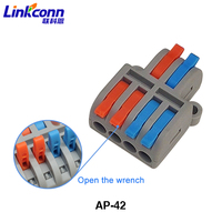 Connecteurs de fils AP-42, 2 entrées 4 sorties, mini-borne de connexion rapide pour éclairage industriel
