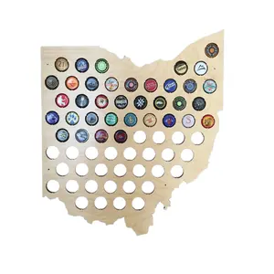 Glossy Maple Wood All 50 States Beer Cap Maps Amazing Wooden Father Day Gifts