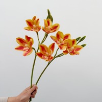 Bunga Anggrek Cymbidium Buatan Tangan 3 Tangkai dari Sutra, Buket DIY untuk Dekorasi Pernikahan, Pesta, Meja, Vanda, Aksesoris Dekorasi Rumah